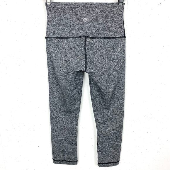 Lululemon Womens Wunder Under Crop Hi Rise 21" Heathered Black Full On Luon 6 - Picture 4 of 9